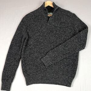 Vintage American Eagle Henley Sweater Men’s Medium Chunky Knit Heather Grey NWOT